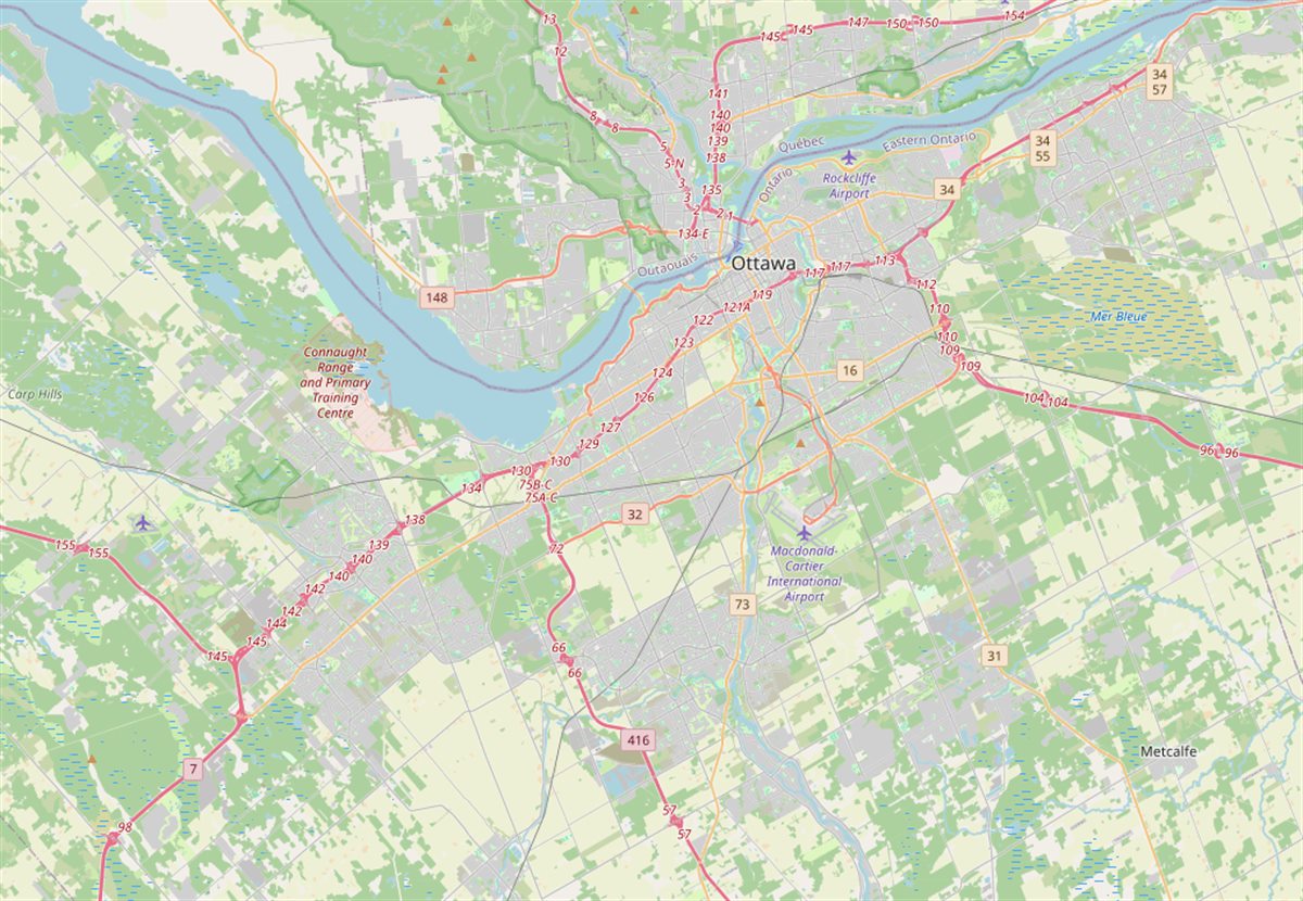 Map showing the Ottawa region served by C and L Cleaning Services
